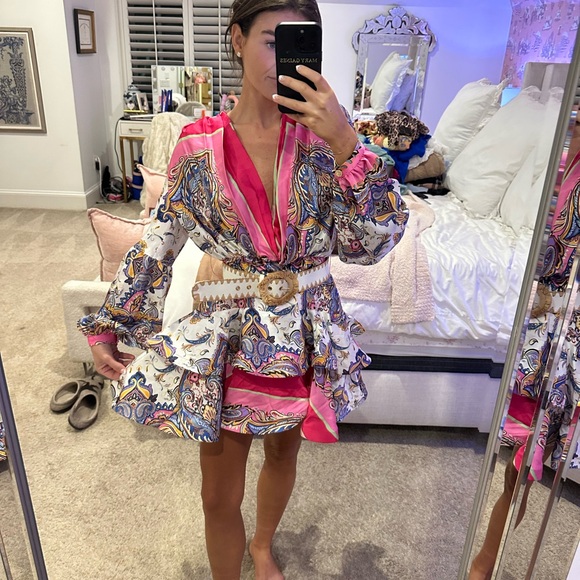 Bronx and Banco Vibrant Pink and Patterned Mini Dress - Picture 6 of 8